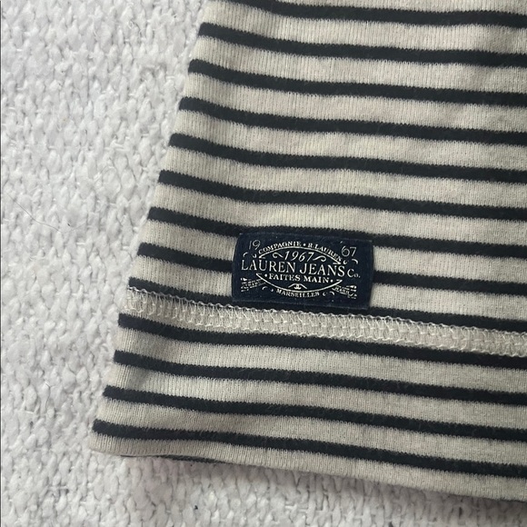 Lauren Ralph Lauren Black and White Striped Sweater with Brown Patches - Picture 4 of 5